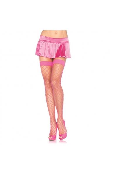 Fence Net Thigh Highs - One Size  - Neon Pink