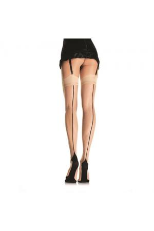 Contrast Backseam Stockings - One Size - Nude