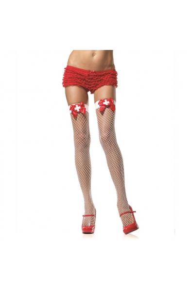 Nurse Badge Industrial Net Thigh Highs