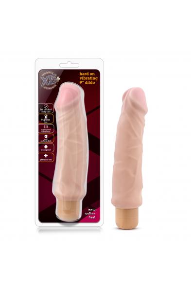 X5 Plus - Hard on Vibrating 9 Inch Dildo - Natural