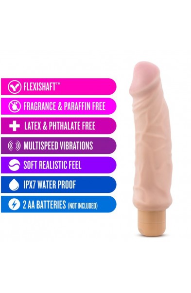 X5 Plus - Hard on Vibrating 9 Inch Dildo - Natural