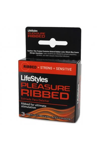 Lifestyles Pleasure Ribbed Condoms - 3 Pack