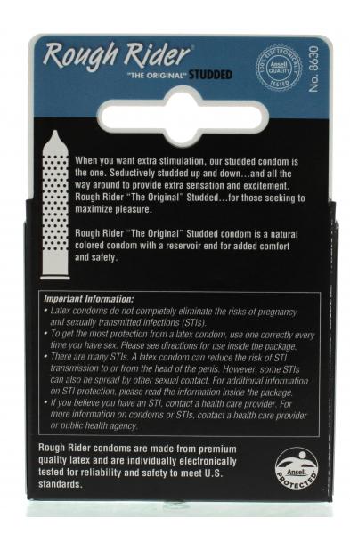 Rough Rider Studded Lubricated Condoms - 3 Pack