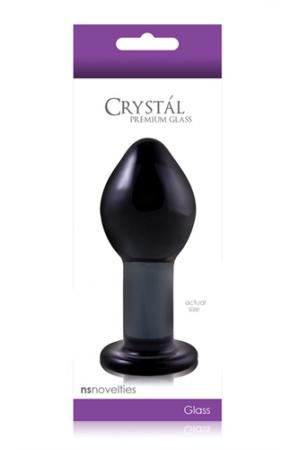 Crystal Premium Glass Plug - Large - Clear Charcoal