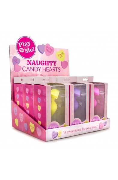 Naughty Candy Hearts Display - 9 Pieces - Assorted Colors