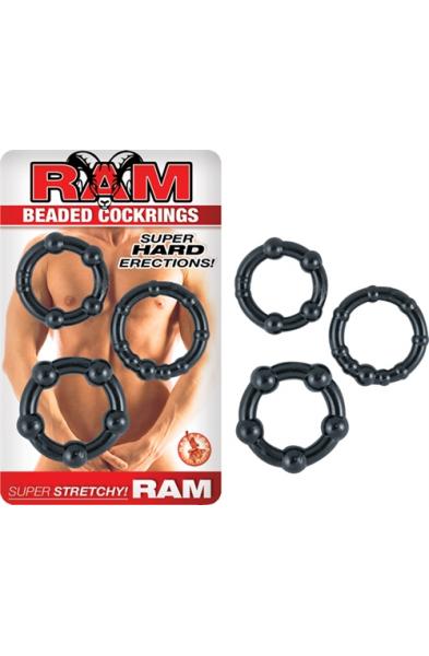 Ram Beaded Cockrings - Black