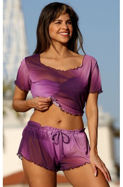 Beach Shortie Jamas in Ombre Orchid Mesh