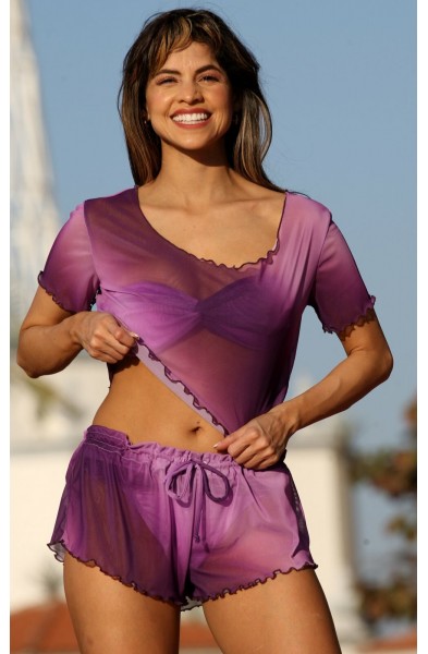 Beach Shortie Jamas in Ombre Orchid Mesh