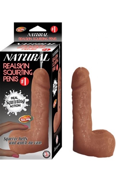 Natural Realskin Squirting Penis - Brown