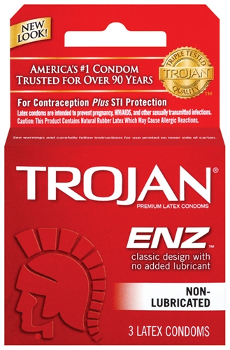 Image of Trojan Enz Non-Lubricated Condoms - 3 Pack