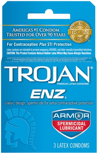 Image of Trojan Enz Armor Spermicidal Lubricated Condoms - 3 Pack