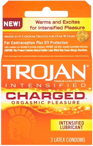 Image of Trojan Intensified Charged Orgasmic Pleasure Condoms - 3 Pack