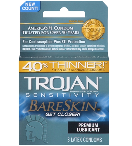 Image of Trojan Sensitivity Bareskin Lubricated Condoms - 3 Pack