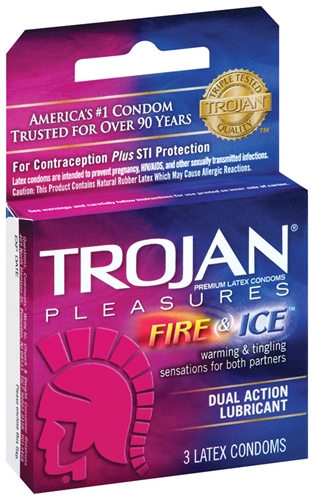 Image of Trojan Fire and Ice Dual Action Lubricated Condoms - 3 Pack