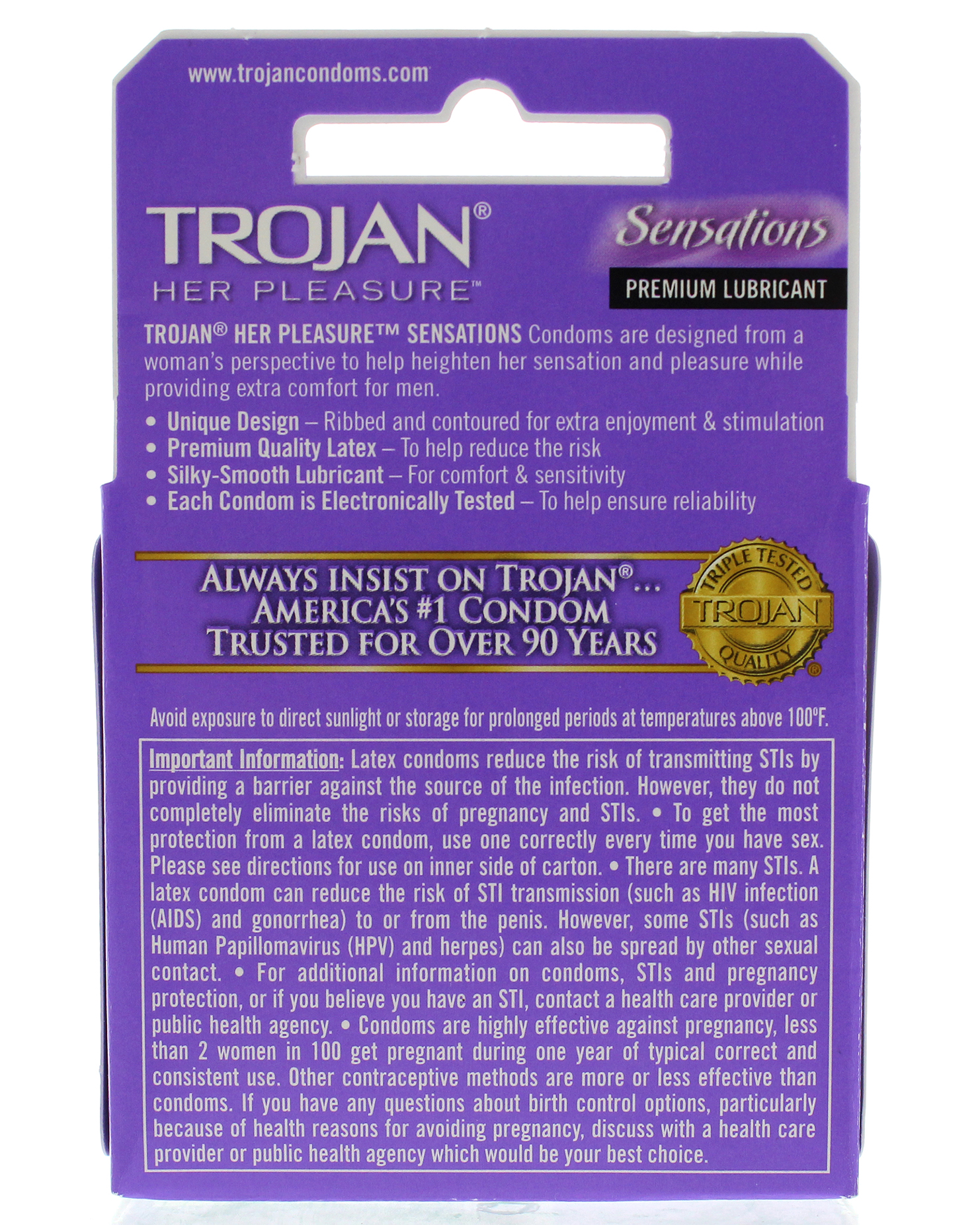 Image of Trojan Her Pleasure Sensations Lubricated Condoms - 3 Pack