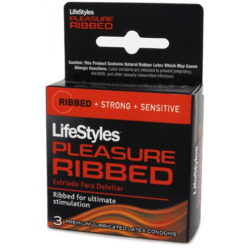 Image of Lifestyles Pleasure Ribbed Condoms - 3 Pack